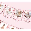 JarThenaAMCS 2Pcs Strawberry Photo Banners Pink Red Plaid Daisy Strawberry Banner Newborn to 12 Months Picture Display Garland for 1st Birthday Decoration