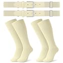 JASGOOD 2 Pack Baseball Socks and Belt Combo Set Softball Socks and Belts Elastic Waist Belt for Youth and Adult Boys
