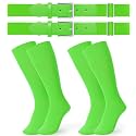 JASGOOD 2 Pack Baseball Socks and Belt Combo Set Softball Socks and Belts Elastic Waist Belt for Youth and Adult Boys