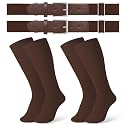 JASGOOD 2 Pack Baseball Socks and Belt Combo Set Softball Socks and Belts Elastic Waist Belt for Youth and Adult Boys