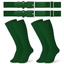 JASGOOD 2 Pack Baseball Socks and Belt Combo Set Softball Socks and Belts Elastic Waist Belt for Youth and Adult Boys