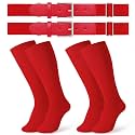 JASGOOD 2 Pack Baseball Socks and Belt Combo Set Softball Socks and Belts Elastic Waist Belt for Youth and Adult Boys