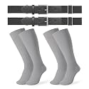 JASGOOD 2 Pack Baseball Socks and Belt Combo Set Softball Socks and Belts Elastic Waist Belt for Youth and Adult Boys