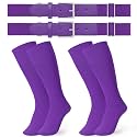 JASGOOD 2 Pack Baseball Socks and Belt Combo Set Softball Socks and Belts Elastic Waist Belt for Youth and Adult Boys