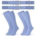 JASGOOD 2 Pack Baseball Socks and Belt Combo Set Softball Socks and Belts Elastic Waist Belt for Youth and Adult Boys