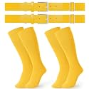 JASGOOD 2 Pack Baseball Socks and Belt Combo Set Softball Socks and Belts Elastic Waist Belt for Youth and Adult Boys