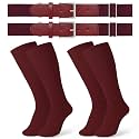 JASGOOD 2 Pack Baseball Socks and Belt Combo Set Softball Socks and Belts Elastic Waist Belt for Youth and Adult Boys