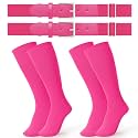 JASGOOD 2 Pack Baseball Socks and Belt Combo Set Softball Socks and Belts Elastic Waist Belt for Youth and Adult Boys