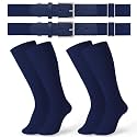 JASGOOD 2 Pack Baseball Socks and Belt Combo Set Softball Socks and Belts Elastic Waist Belt for Youth and Adult Boys