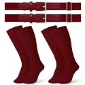 JASGOOD 2 Pack Baseball Socks and Belt Combo Set Softball Socks and Belts Elastic Waist Belt for Youth and Adult Boys