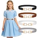 JASGOOD 4 Pack Elastic Kids Belts for Girls Stretchy Thin Toddler Waist Belts for Dresses Jeans School Uniform Casual