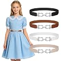 JASGOOD 4 Pack Elastic Kids Belts for Girls Stretchy Thin Toddler Waist Belts for Dresses Jeans School Uniform Casual