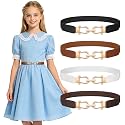 JASGOOD 4 Pack Elastic Kids Belts for Girls Stretchy Thin Toddler Waist Belts for Dresses Jeans School Uniform Casual