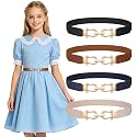 JASGOOD 4 Pack Elastic Kids Belts for Girls Stretchy Thin Toddler Waist Belts for Dresses Jeans School Uniform Casual