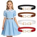 JASGOOD 4 Pack Elastic Kids Belts for Girls Stretchy Thin Toddler Waist Belts for Dresses Jeans School Uniform Casual