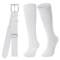 JASGOOD Baseball Socks and Belt for Youth Adult Softball Socks and Belt Combo Elastic Belt for Men