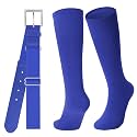 JASGOOD Baseball Socks and Belt for Youth Adult Softball Socks and Belt Combo Elastic Belt for Men