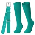 JASGOOD Baseball Socks and Belt for Youth Adult Softball Socks and Belt Combo Elastic Belt for Men