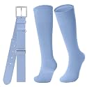 JASGOOD Baseball Socks and Belt for Youth Adult Softball Socks and Belt Combo Elastic Belt for Men