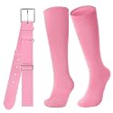 JASGOOD Baseball Socks and Belt for Youth Adult Softball Socks and Belt Combo Elastic Belt for Men