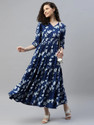 Jash Creation Women Fit and Flare Blue