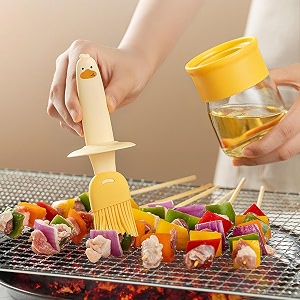 jashgop silicone oil brush with bottle dispenser bottle with silicone brush used for kitchen cooking frying baking barbecue pancakes air fryer marinated