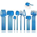 JASHII 24-Piece Satin Stainless Steel Cutlery Set for 6 Plates, Dishwasher Safe (Matte Blue)