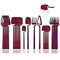 JASHII - 24 Piece Stainless Steel Cutlery Set - Kitchen Utensil for 6 Cutlery - Dishwasher Safe (Matte Lilac, Satin)