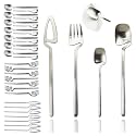JASHII Flatware Set 32-piece Silverware Set Matte Finished Cutlery Set Service for 8 Include Knife/Fork/Spoon/Coffee spoon Dishwasher Safe (Silver)
