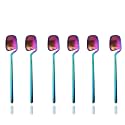 JASHII Honey Jam Spoon, Stainless Steel Mini Coffee Spoon, Teaspoon, 6-piece (Matte Rainbow)