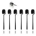 JASHII Honey Jam Spoon, Stainless Steel Mini Coffee Spoon, Teaspoon, 6-piece (Matte Black)