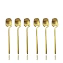 JASHII Honey Jam Spoon, Stainless Steel Mini Coffee Spoon, Teaspoon, 6-piece (Matte Gold)