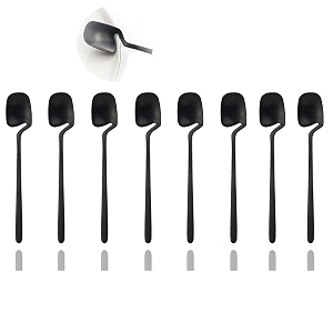 jashii mini teaspoons set pack of 8 stainless steel espresso spoons for coffee sugar dessert cake ice cream soup antipasto cappuccino 53 inch black