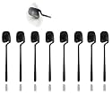 JASHII Mini Teaspoons Set Pack of 8 Stainless Steel Espresso Spoons for Coffee Sugar Dessert Cake Ice Cream Soup Antipasto Cappuccino, 5.3 Inch (Black)