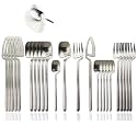 JASHII Silverware Set Satin Finish 24-Piece Stainless Steel Flatware Set Kitchen Utensil Set Service for 6 Tableware Cutlery Set Dishwasher Safe (Matte Silver)
