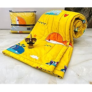 jasmine aroma cotton winter cartoon kids single bed comforterac quilt for boys and girls size 60  100 inches yellow- whales tc - 250