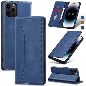 jasonyu flip wallet case for iphone 14 pro 5gleather magnetic folio cover with card holderkickstand - tpu shockproof durable protective phone caseblue