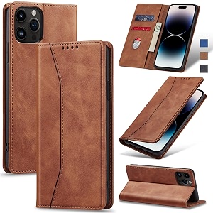 jasonyu flip wallet case for iphone 14 pro 5gleather magnetic folio cover with card holderkickstand - tpu shockproof durable protective phone casebrown