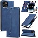Jasonyu Flip Wallet Case for iPhone 14 Pro 5G,Leather Magnetic Folio Cover with Card Holder,Kickstand - TPU Shockproof Durable Protective Phone Case,Blue