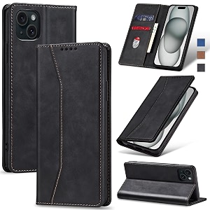 jasonyu flip wallet case for iphone 15 plusblack