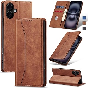 jasonyu flip wallet case for iphone 16 plusbrown