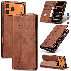 jasonyu flip wallet case for iphone 18 pro max17 pro maxbrown