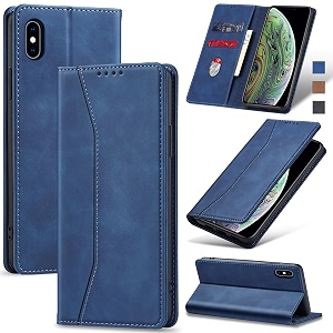 jasonyu flip wallet case for iphone xxsleather magnetic folio cover with card holderkickstand - tpu shockproof durable protective phone caseblue
