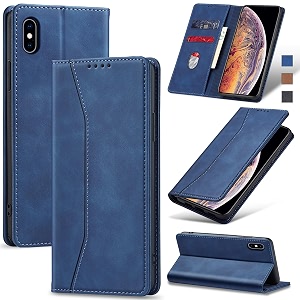 jasonyu flip wallet case for iphone xs maxleather magnetic folio cover with card holderkickstand - tpu shockproof durable protective phone caseblue