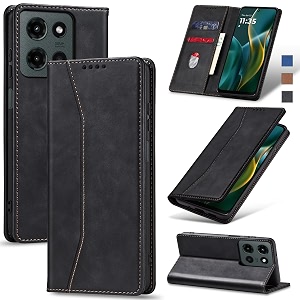 jasonyu flip wallet case for moto g 5g 2025leather magnetic folio cover with card holderkickstand - tpu shockproof durable protective phone caseblack