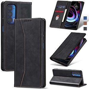 jasonyu flip wallet case for motorola edge 5g uwmoto edge 2021leather magnetic folio cover with card holderkickstand - tpu shockproof durable protective phone caseblack
