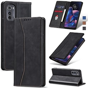 jasonyu flip wallet case for motorola edge 2022 motoleather magnetic folio cover with card holderkickstand - tpu shockproof durable protective phone caseblack