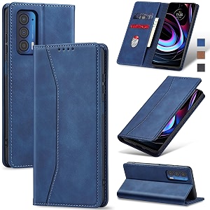 jasonyu flip wallet case for motorola edge 5g uwmoto edge 2021leather magnetic folio cover with card holderkickstand - tpu shockproof durable protective phone caseblue