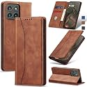 Jasonyu Flip Wallet Case for Motorola Edge (2025)/60/60 Pro/Fusion,Brown