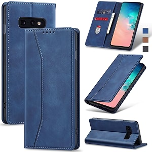 jasonyu flip wallet case for samsung galaxy s10eleather magnetic folio cover with card holderkickstand - tpu shockproof durable protective phone caseblue